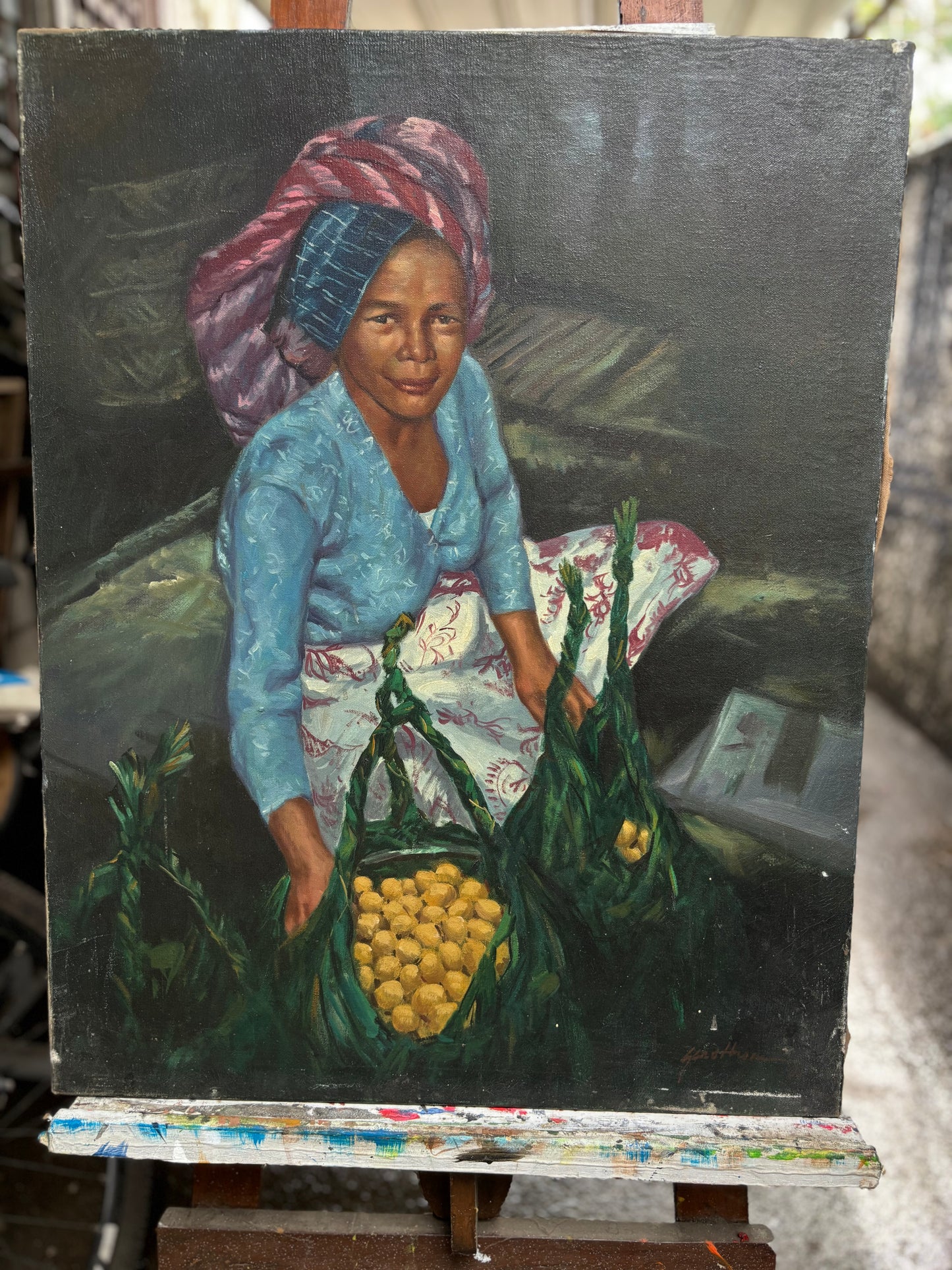COD for Metro Manila only and near by provinces Old Fruit Vendor painting Mabini art