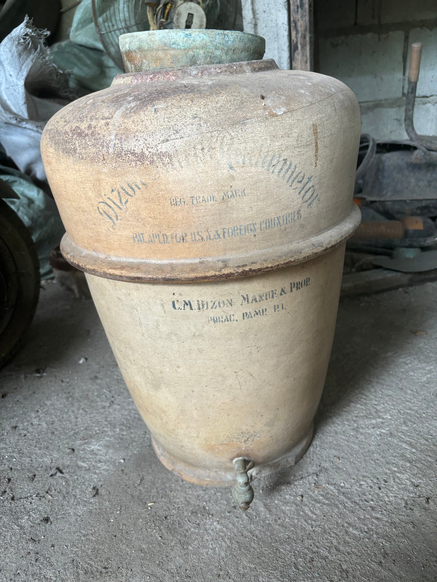 Rare Antique First local water Filter By Dizon made of Clay estimate 1890s to 1920s hight of cholera outbrake in the philippines