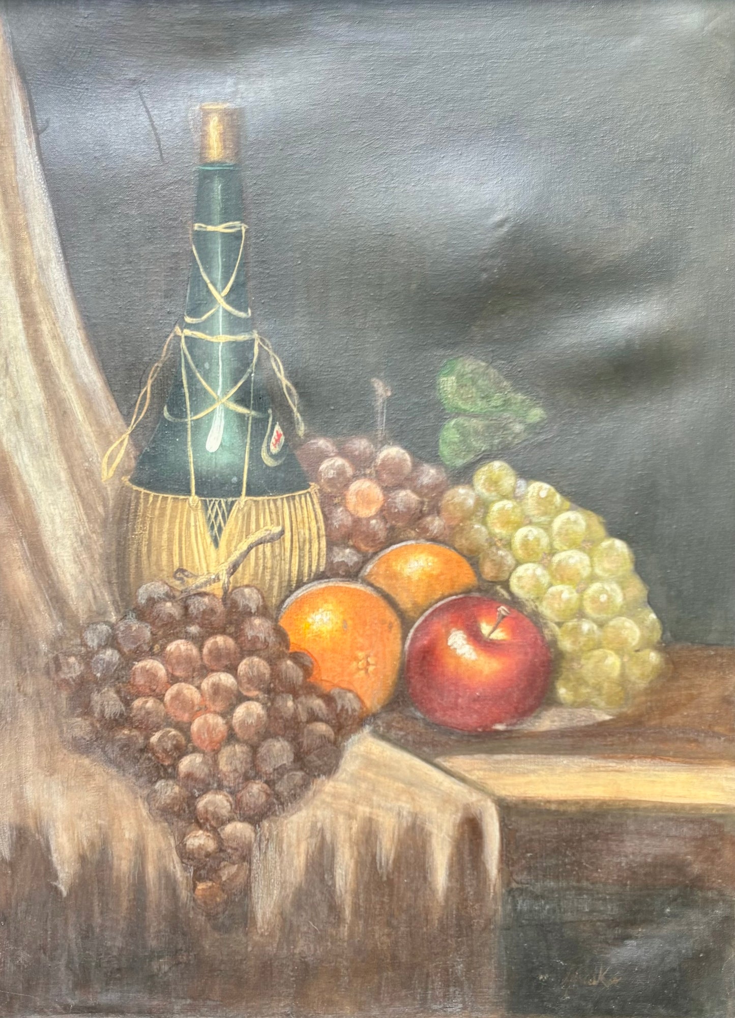 Old Painting Fruits and wine