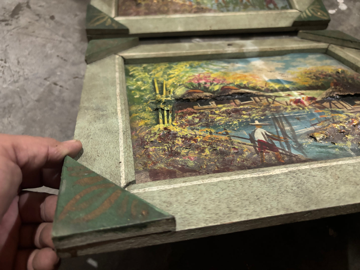 Old Pair of filipiniana painting orig wood frame