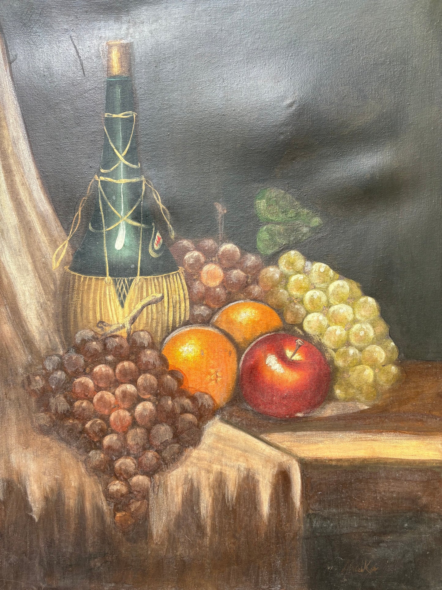 Old Painting Fruits and wine