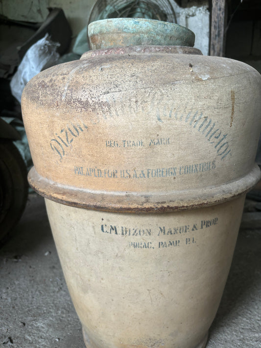Rare Antique First local water Filter By Dizon made of Clay estimate 1890s to 1920s hight of cholera outbrake in the philippines