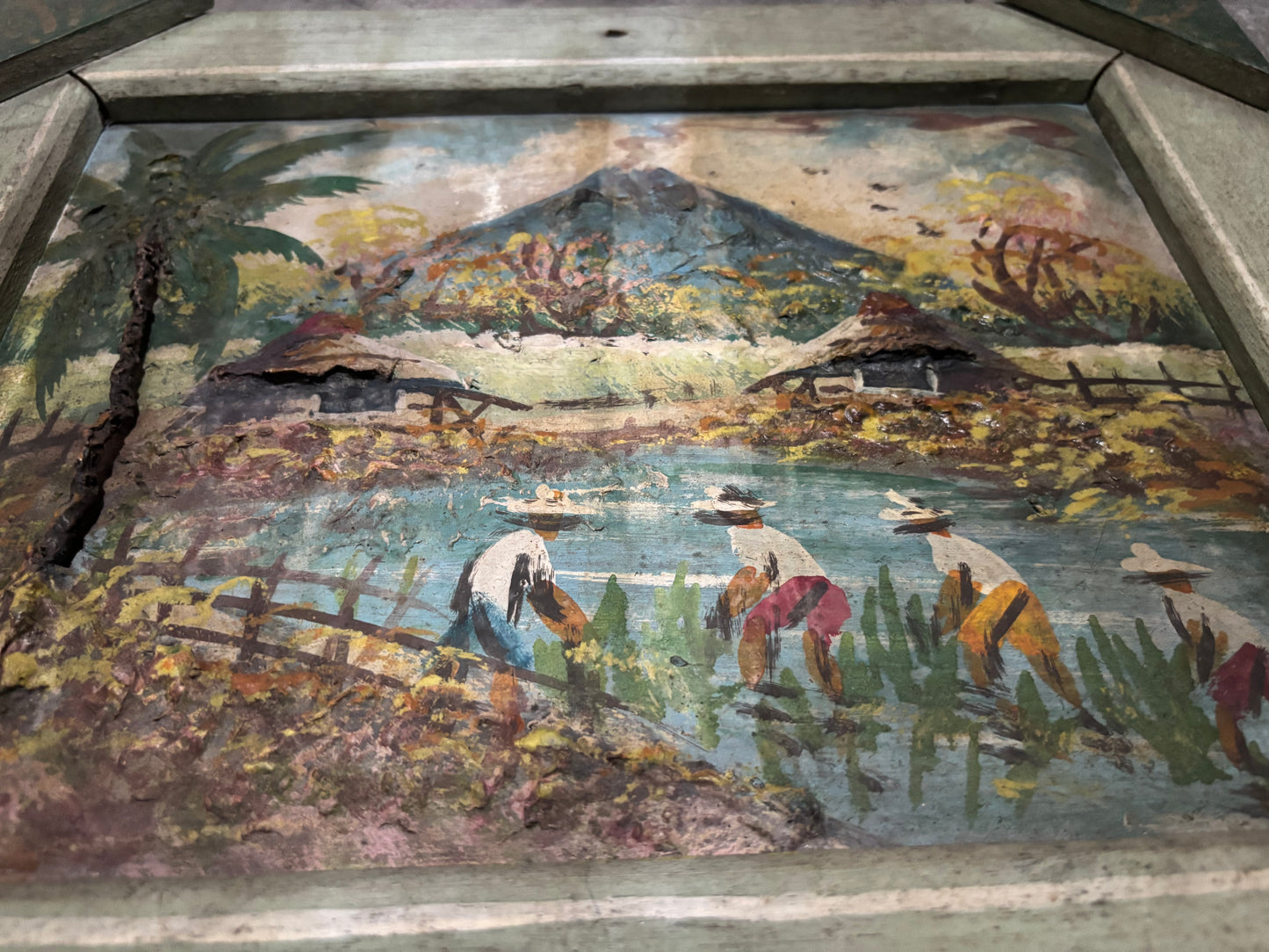 Old Pair of filipiniana painting orig wood frame