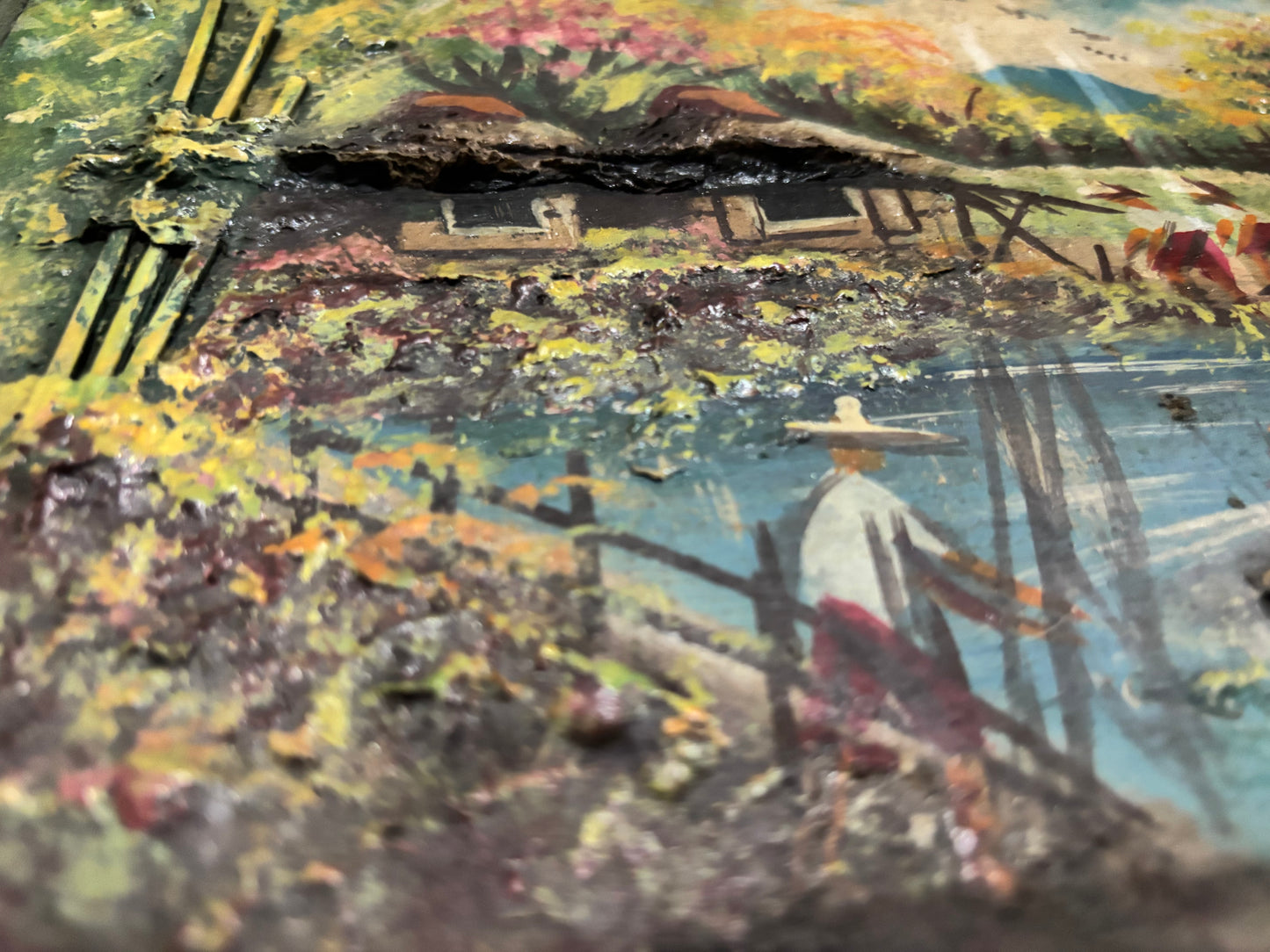 Old Pair of filipiniana painting orig wood frame