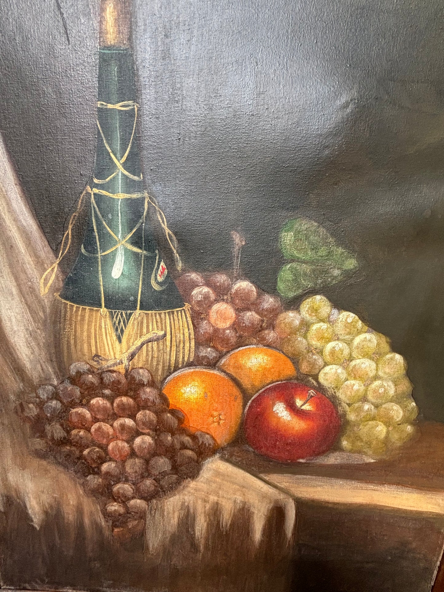 Old Painting Fruits and wine